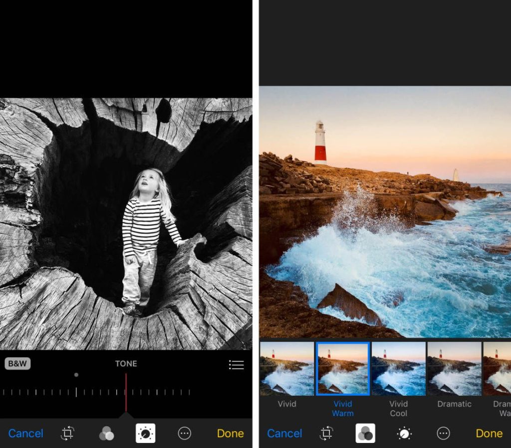 Your iPhone comes with preset editing tools and filters