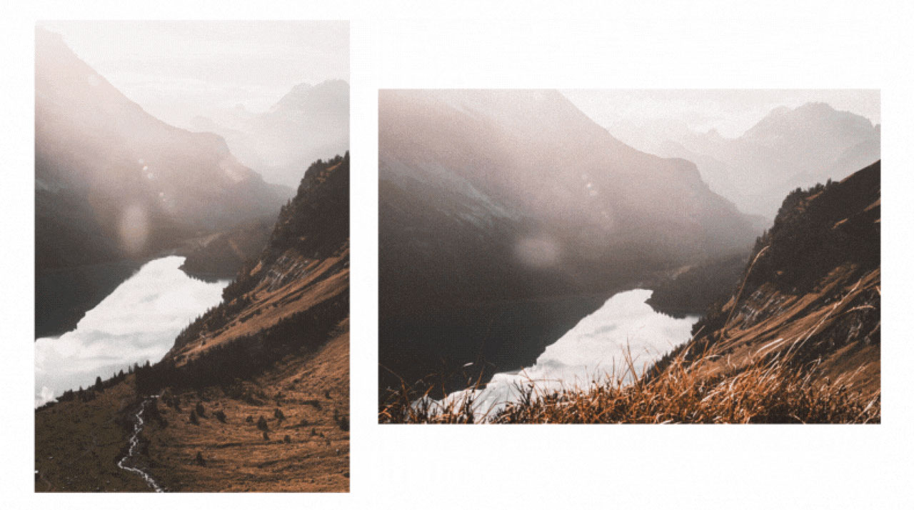 Animation of two different images showing mountains.