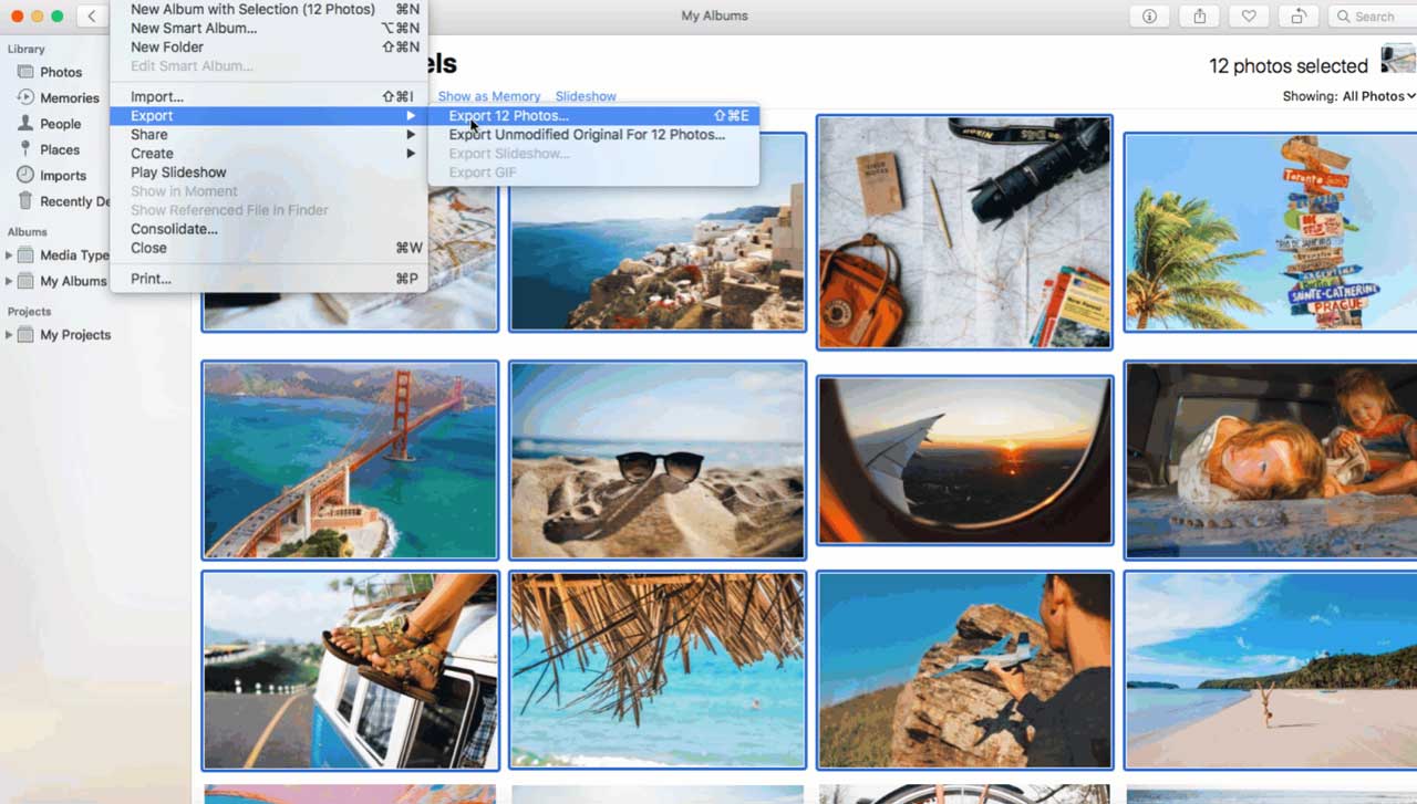 Open up the export menu Open up the export menu